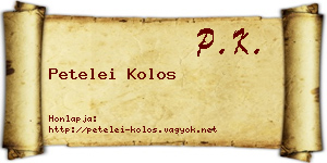 Petelei Kolos névjegykártya